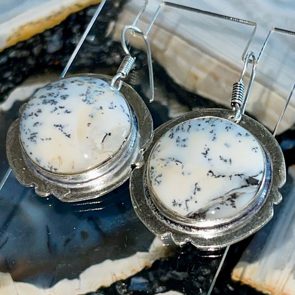 Dendritic Agate Earrings 1 7/8”